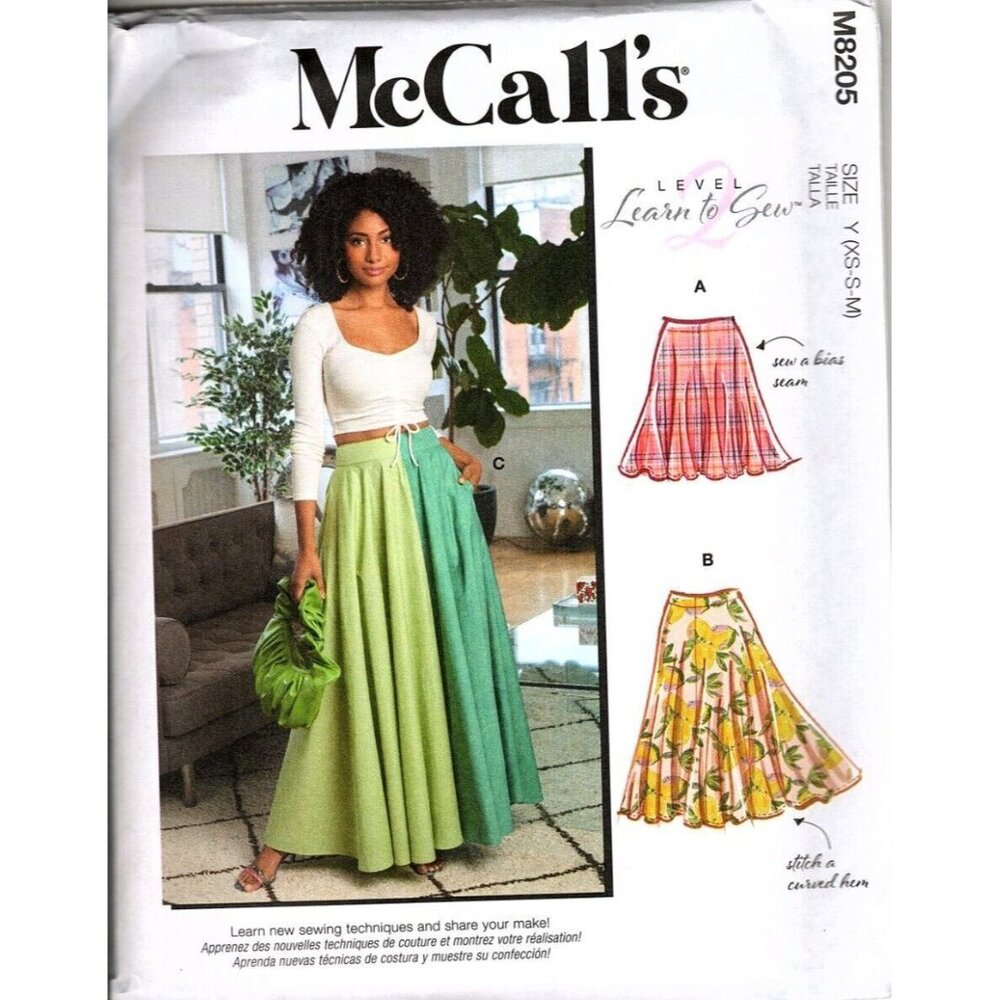 McCall's M8205 Misses XS to M Loose Fitting Skirts Uncut Sewing Pattern